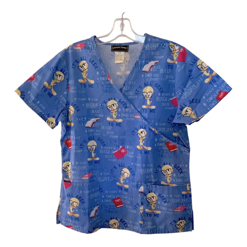Looney Tunes Tweety Bird Scrubs Top Women’s Size Small Healthcare Uniform
